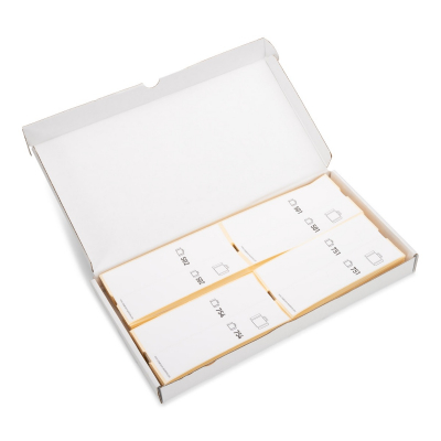 Karton mit 500 selbstklebende Gepäckanhänger vorgedruckt, Weiß,  Serie 501-1000