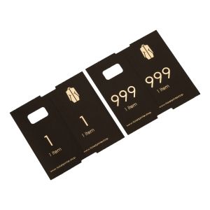 1000 vorgedruckte Garderobenmarken, schwarz mit Golddruck, Zahlen 1 bis 1000